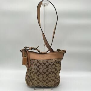 COACH VINTAGE Signature Canvas and Leather Hobo Bag, Brown